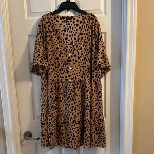 Leopard Print V-Neck Dress